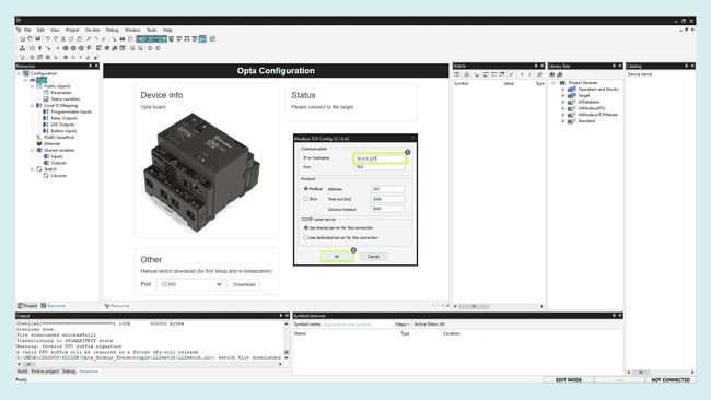 Modbus TCP IP setup