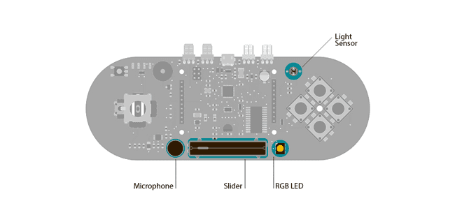 microphone, slider, light sensor and RGB led on the Esplora