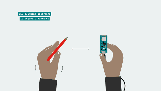 LED blinking according to object's distance.