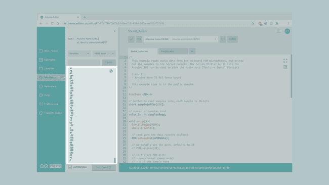 Microphone data in the Serial Monitor.