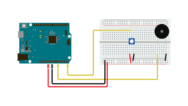 Piezo buzzer connected to UNO R4