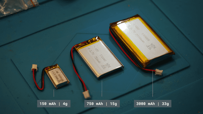 LiPo batteries with various capacity sizes