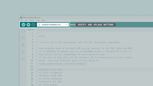 Uploading a sketch to the Portenta C33 in the Arduino IDE