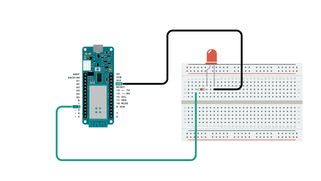 Circuit with board, resistor and LED.