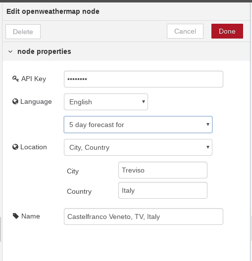 Edit the node properties with your location.