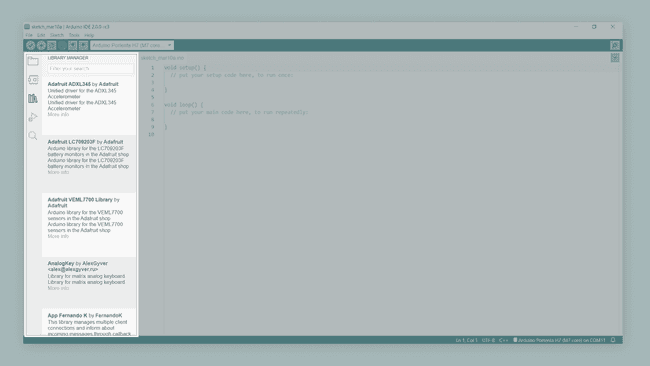 Library Manager in the Arduino IDE 2.