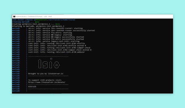 Containers install progress in the terminal