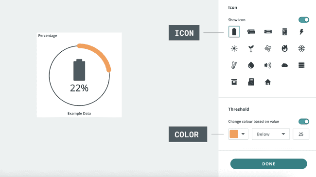 Configuration of a Percentage Widget.