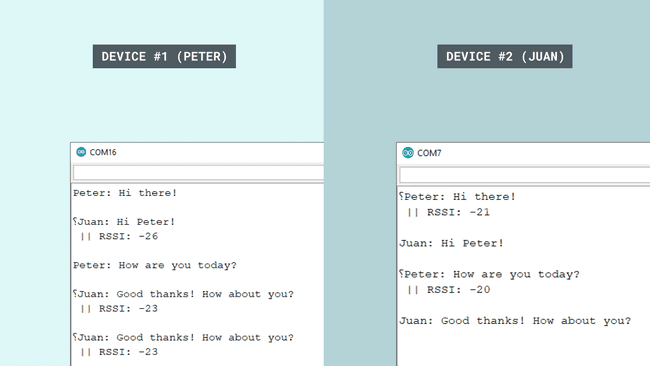 Sending messages between boards, Serial Monitor.