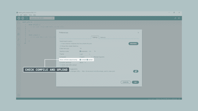 Arduino IDE preference window