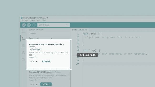 Installing the Arduino Renesas Portenta Board Package in the Arduino IDE